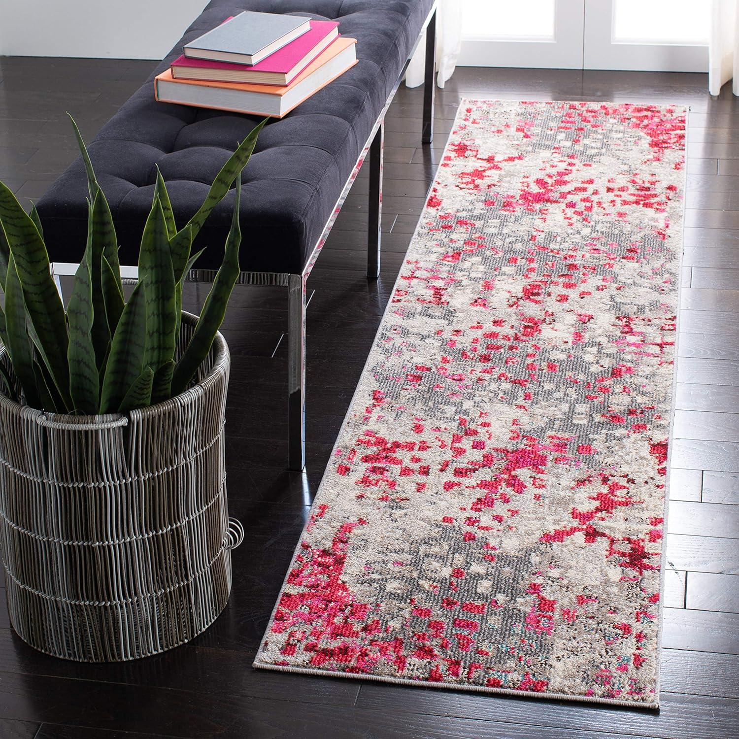 image:imageSAFAVIEH Madison Collection Area Rug 6 x 9 Grey amp Red Boho Abstract Distressed Design NonShedding amp Easy Care Ideal for High Traffic Areas in Living Room Bedroom MAD425RGreyRed