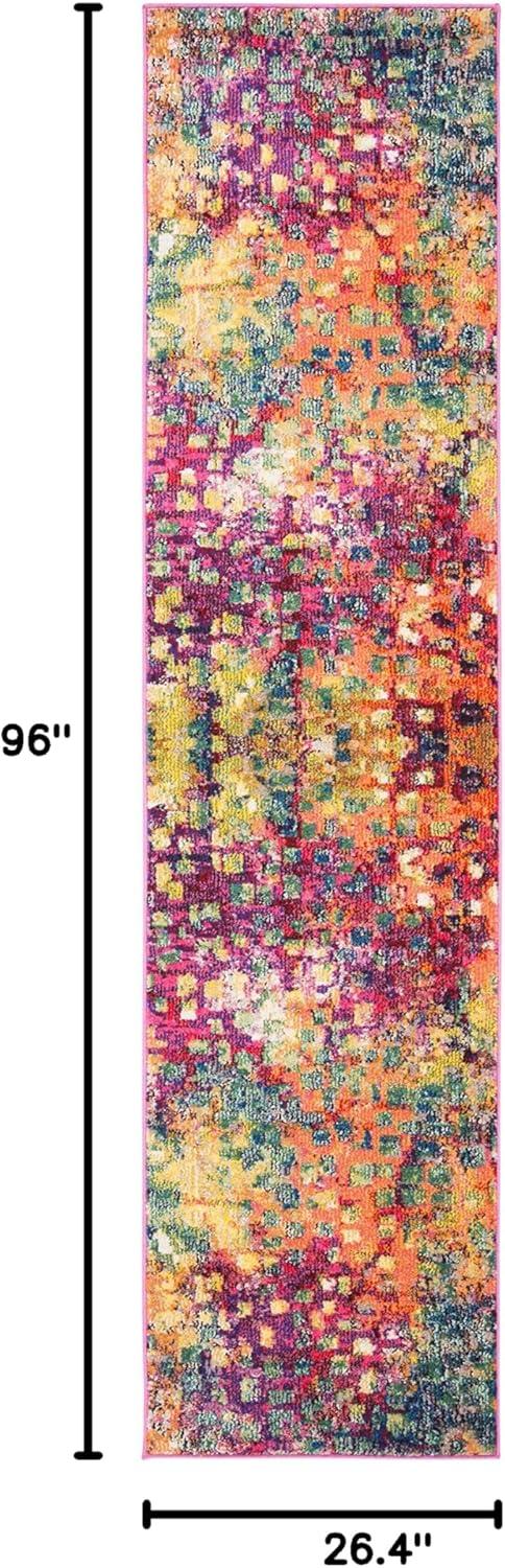 image:imageSAFAVIEH Madison Collection Area Rug 6 x 9 Grey amp Red Boho Abstract Distressed Design NonShedding amp Easy Care Ideal for High Traffic Areas in Living Room Bedroom MAD425RFuchsiaGold