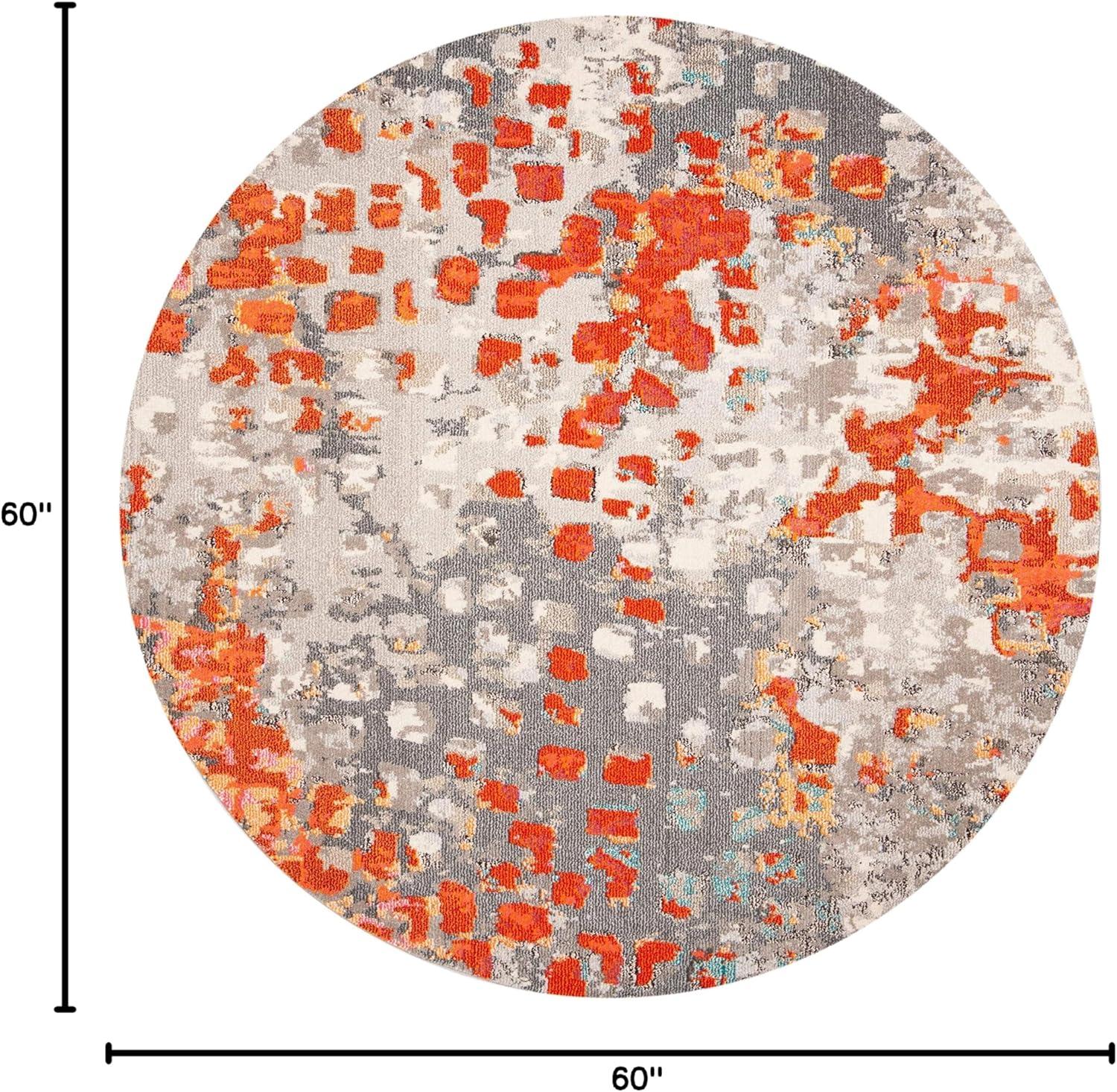 image:imageSAFAVIEH Madison Collection Area Rug 6 x 9 Grey amp Red Boho Abstract Distressed Design NonShedding amp Easy Care Ideal for High Traffic Areas in Living Room Bedroom MAD425RGreyOrange