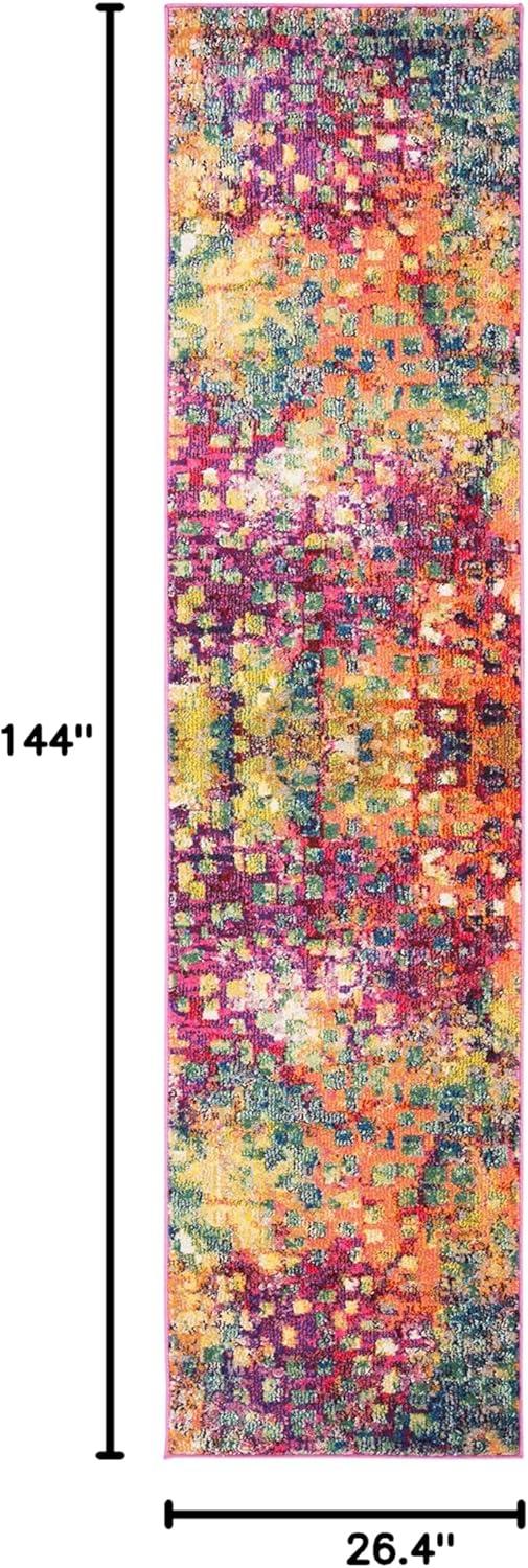 image:imageSAFAVIEH Madison Collection Area Rug 6 x 9 Grey amp Red Boho Abstract Distressed Design NonShedding amp Easy Care Ideal for High Traffic Areas in Living Room Bedroom MAD425RFuchsiaGold