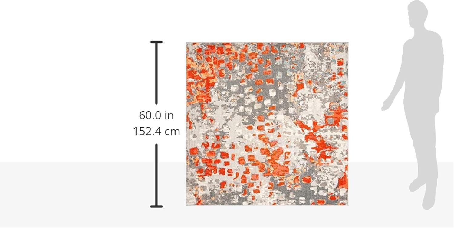 image:imageSAFAVIEH Madison Collection Area Rug 6 x 9 Grey amp Red Boho Abstract Distressed Design NonShedding amp Easy Care Ideal for High Traffic Areas in Living Room Bedroom MAD425RGreyOrange