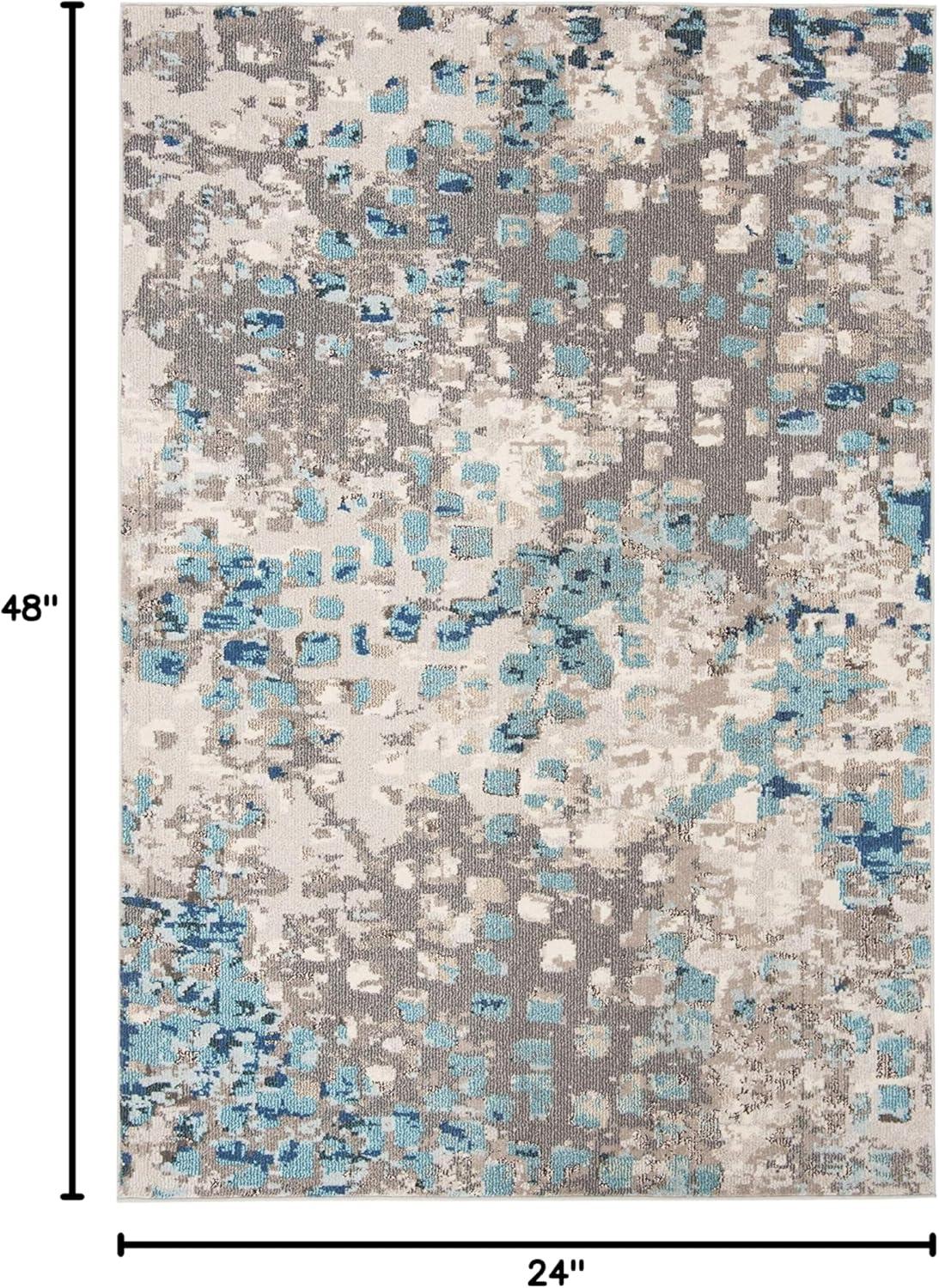 image:imageSAFAVIEH Madison Collection Area Rug 6 x 9 Grey amp Red Boho Abstract Distressed Design NonShedding amp Easy Care Ideal for High Traffic Areas in Living Room Bedroom MAD425RGreyBlue