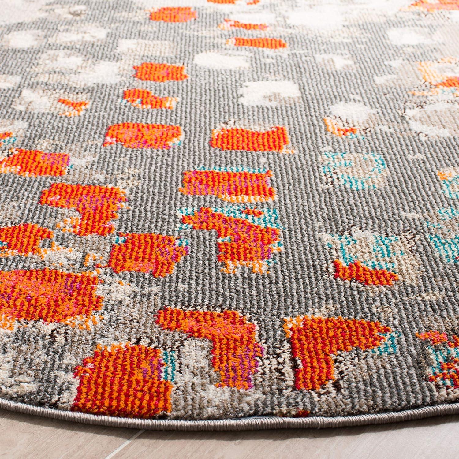 image:imageSAFAVIEH Madison Collection Area Rug 6 x 9 Grey amp Red Boho Abstract Distressed Design NonShedding amp Easy Care Ideal for High Traffic Areas in Living Room Bedroom MAD425RGreyOrange