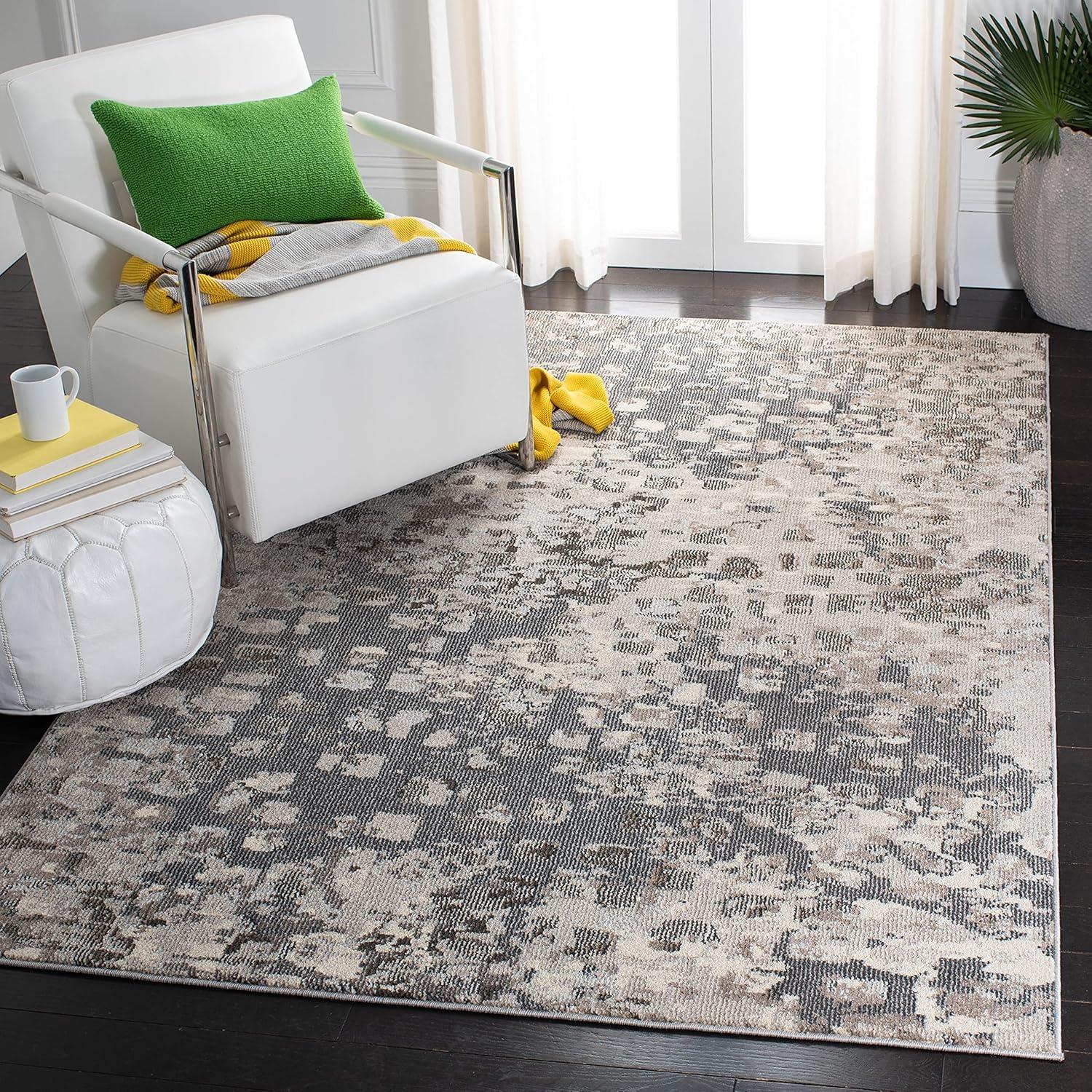 image:imageSAFAVIEH Madison Collection Area Rug 6 x 9 Grey amp Red Boho Abstract Distressed Design NonShedding amp Easy Care Ideal for High Traffic Areas in Living Room Bedroom MAD425RGreyBeige