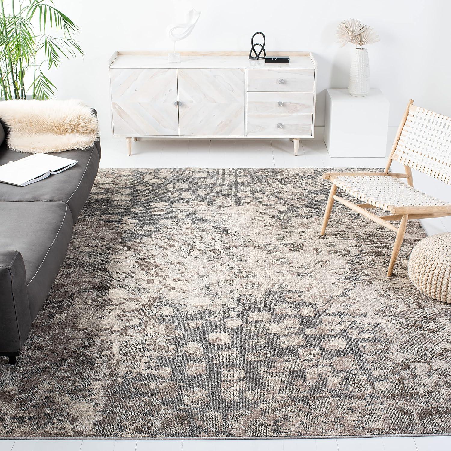 image:imageSAFAVIEH Madison Collection Area Rug 6 x 9 Grey amp Red Boho Abstract Distressed Design NonShedding amp Easy Care Ideal for High Traffic Areas in Living Room Bedroom MAD425RGreyBeige