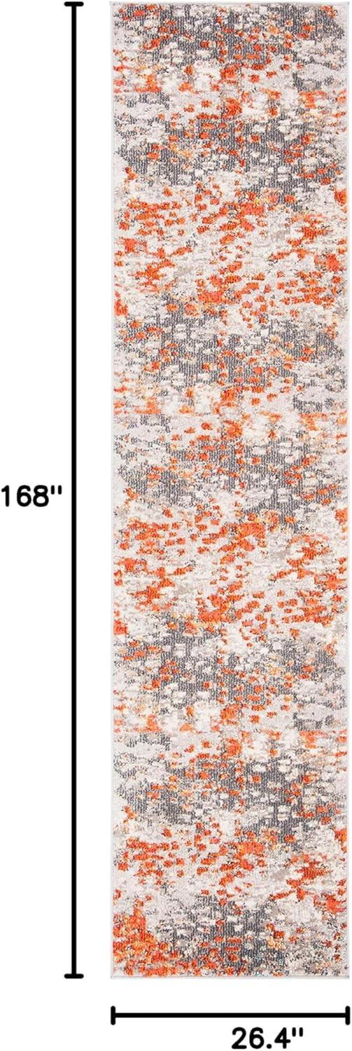 image:imageSAFAVIEH Madison Collection Area Rug 6 x 9 Grey amp Red Boho Abstract Distressed Design NonShedding amp Easy Care Ideal for High Traffic Areas in Living Room Bedroom MAD425RGreyOrange