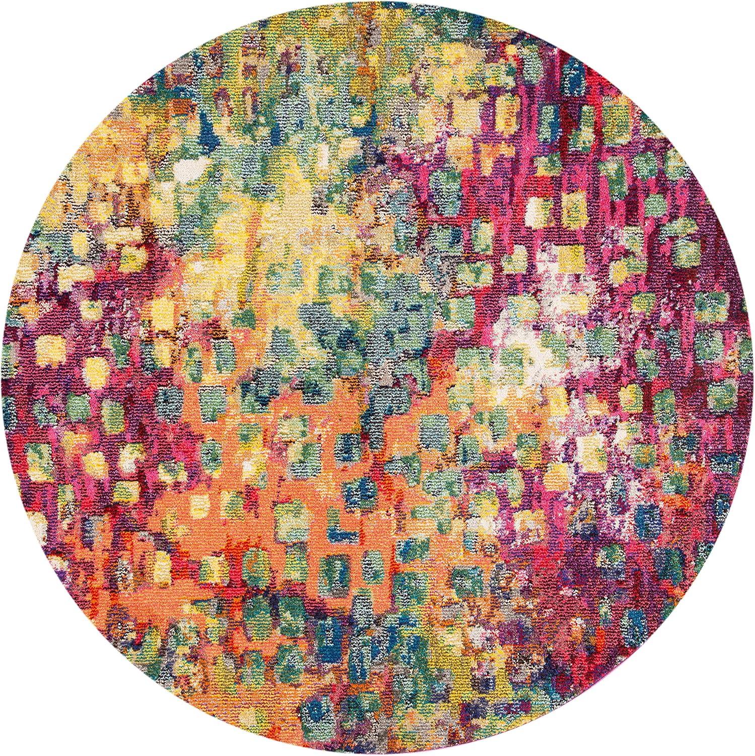 image:imageSAFAVIEH Madison Collection Area Rug 6 x 9 Grey amp Red Boho Abstract Distressed Design NonShedding amp Easy Care Ideal for High Traffic Areas in Living Room Bedroom MAD425RFuchsiaGold