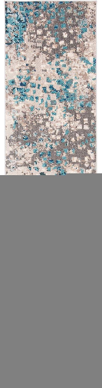 image:imageSAFAVIEH Madison Collection Area Rug 6 x 9 Grey amp Red Boho Abstract Distressed Design NonShedding amp Easy Care Ideal for High Traffic Areas in Living Room Bedroom MAD425RGreyBlue