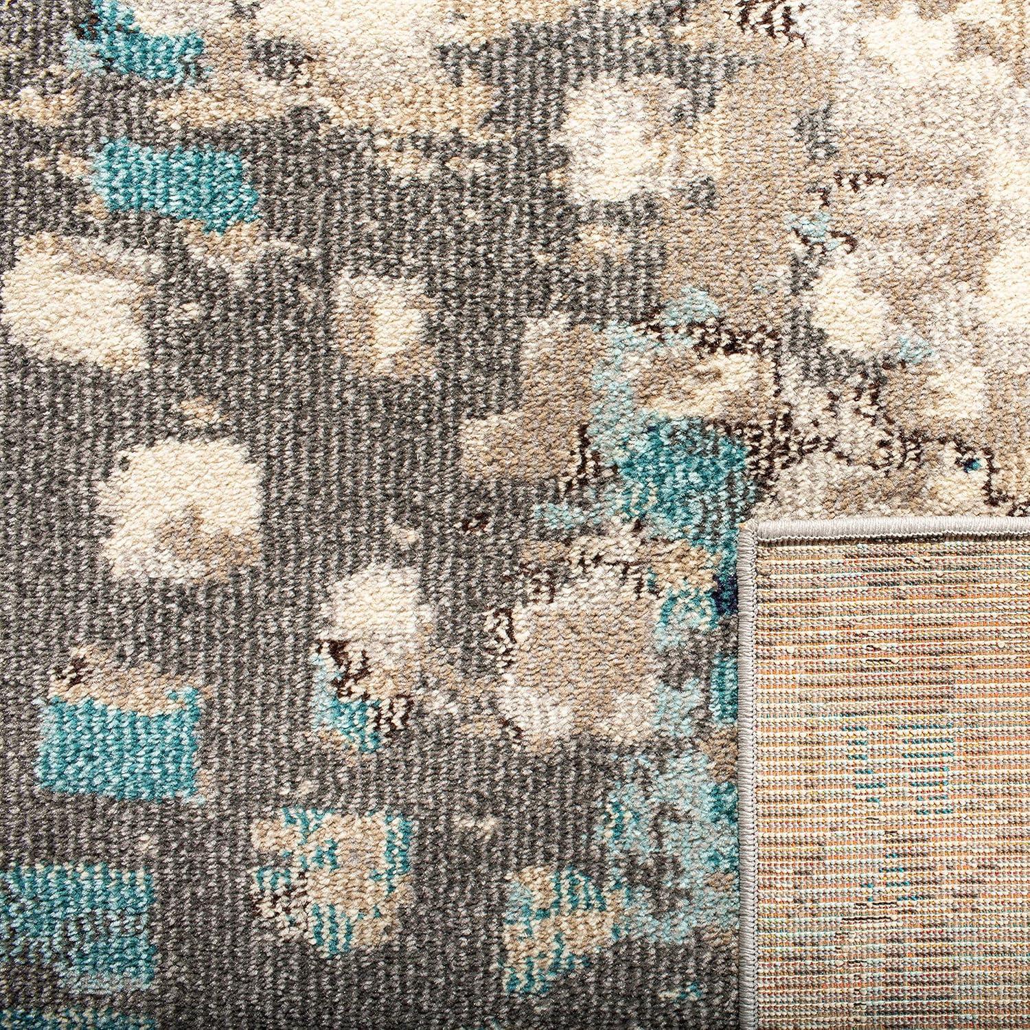 image:imageSAFAVIEH Madison Collection Area Rug 6 x 9 Grey amp Red Boho Abstract Distressed Design NonShedding amp Easy Care Ideal for High Traffic Areas in Living Room Bedroom MAD425RGreyBlue