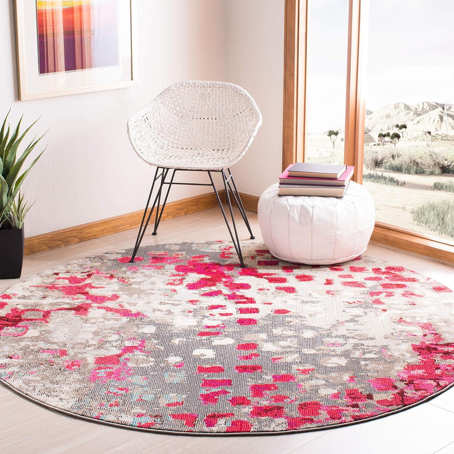 image:imageSAFAVIEH Madison Collection Area Rug 6 x 9 Grey amp Red Boho Abstract Distressed Design NonShedding amp Easy Care Ideal for High Traffic Areas in Living Room Bedroom MAD425RGreyRed