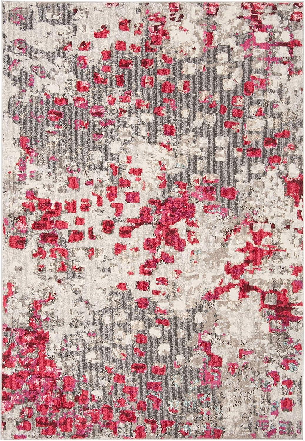 image:imageSAFAVIEH Madison Collection Area Rug 6 x 9 Grey amp Red Boho Abstract Distressed Design NonShedding amp Easy Care Ideal for High Traffic Areas in Living Room Bedroom MAD425RGreyRed