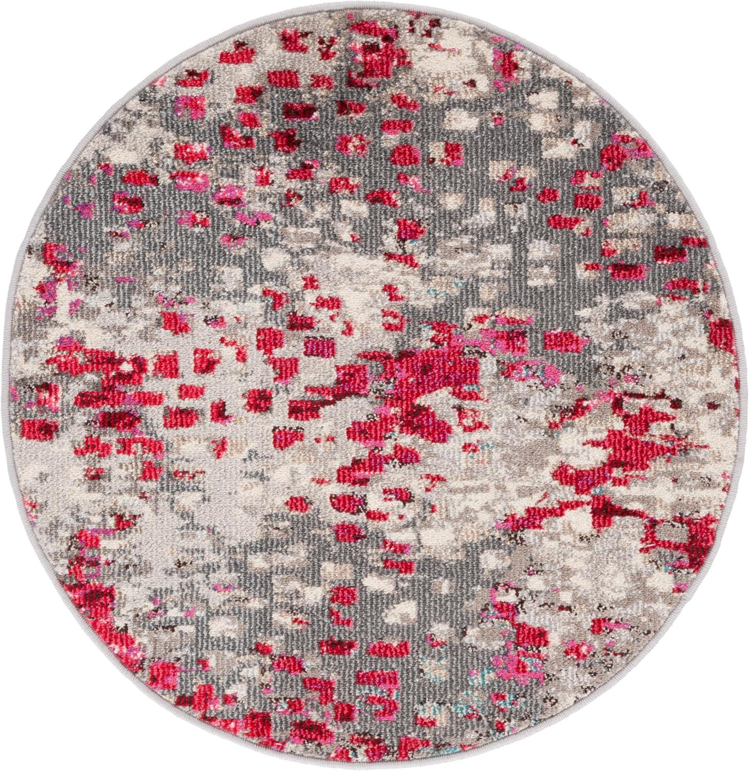 image:imageSAFAVIEH Madison Collection Area Rug 6 x 9 Grey amp Red Boho Abstract Distressed Design NonShedding amp Easy Care Ideal for High Traffic Areas in Living Room Bedroom MAD425RGreyRed