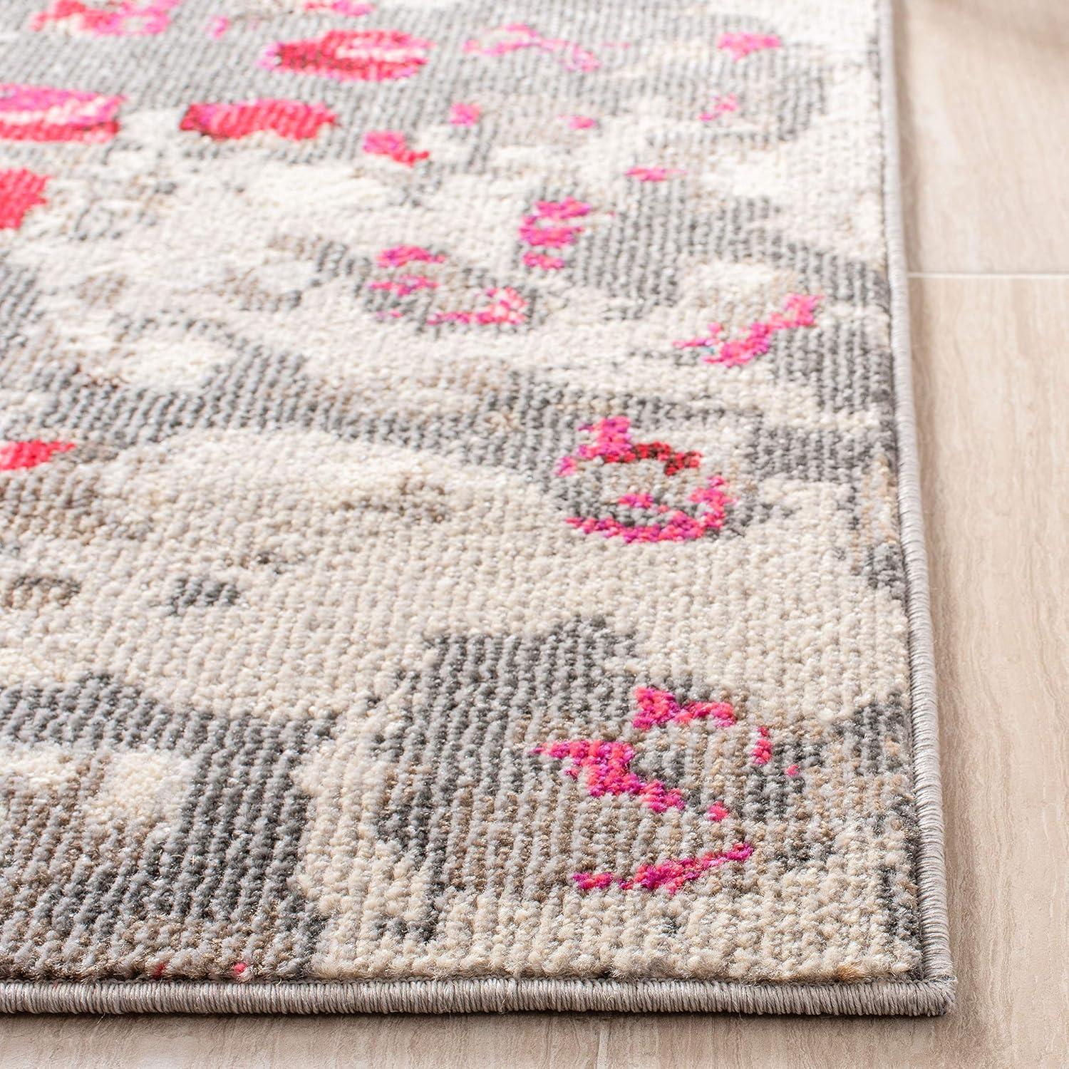 image:imageSAFAVIEH Madison Collection Area Rug 6 x 9 Grey amp Red Boho Abstract Distressed Design NonShedding amp Easy Care Ideal for High Traffic Areas in Living Room Bedroom MAD425RGreyRed