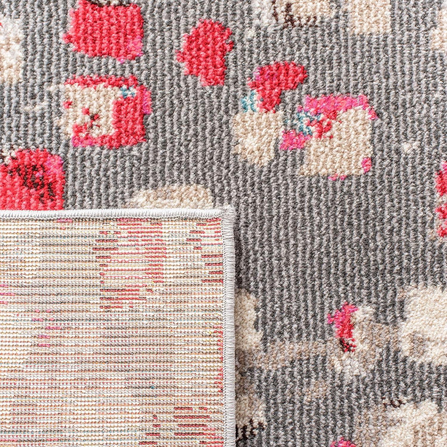 image:imageSAFAVIEH Madison Collection Area Rug 6 x 9 Grey amp Red Boho Abstract Distressed Design NonShedding amp Easy Care Ideal for High Traffic Areas in Living Room Bedroom MAD425RGreyRed