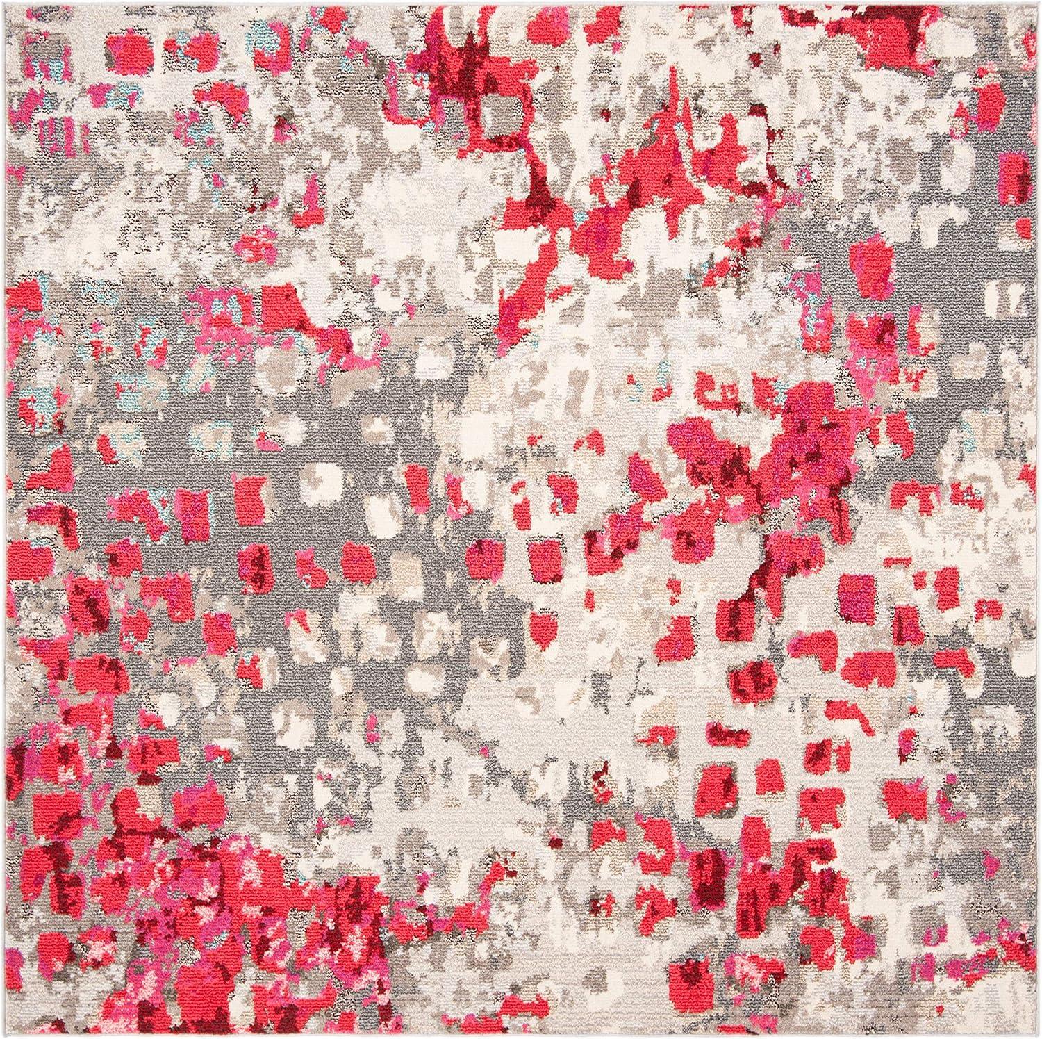 image:imageSAFAVIEH Madison Collection Area Rug 6 x 9 Grey amp Red Boho Abstract Distressed Design NonShedding amp Easy Care Ideal for High Traffic Areas in Living Room Bedroom MAD425RGreyRed