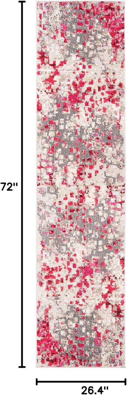 image:imageSAFAVIEH Madison Collection Area Rug 6 x 9 Grey amp Red Boho Abstract Distressed Design NonShedding amp Easy Care Ideal for High Traffic Areas in Living Room Bedroom MAD425RGreyRed