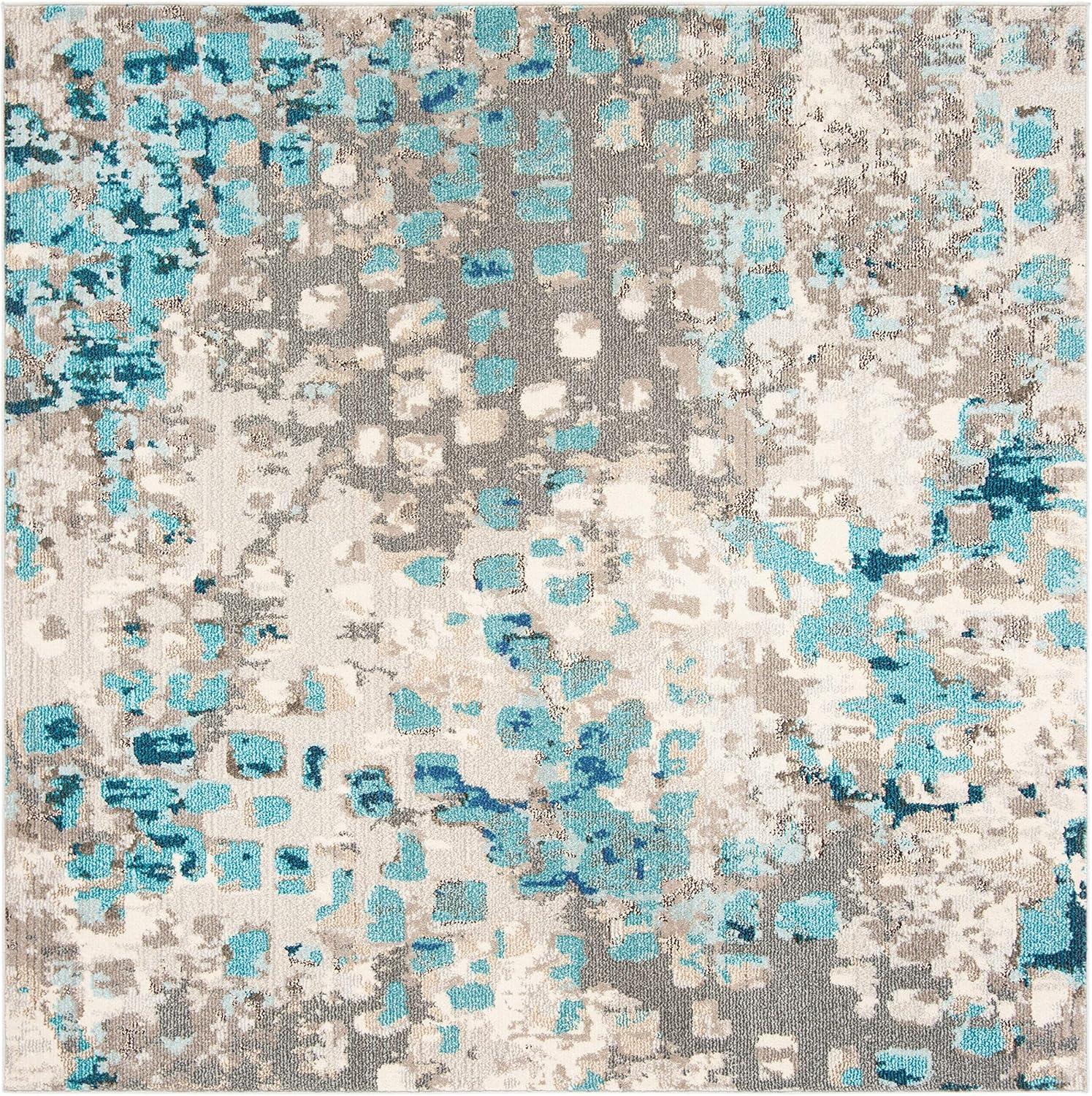image:imageSAFAVIEH Madison Collection Area Rug 6 x 9 Grey amp Red Boho Abstract Distressed Design NonShedding amp Easy Care Ideal for High Traffic Areas in Living Room Bedroom MAD425RGreyBlue