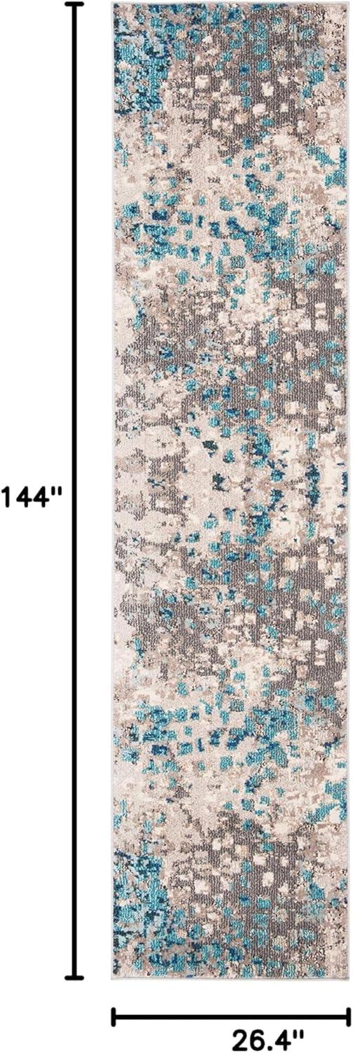image:imageSAFAVIEH Madison Collection Area Rug 6 x 9 Grey amp Red Boho Abstract Distressed Design NonShedding amp Easy Care Ideal for High Traffic Areas in Living Room Bedroom MAD425RGreyBlue