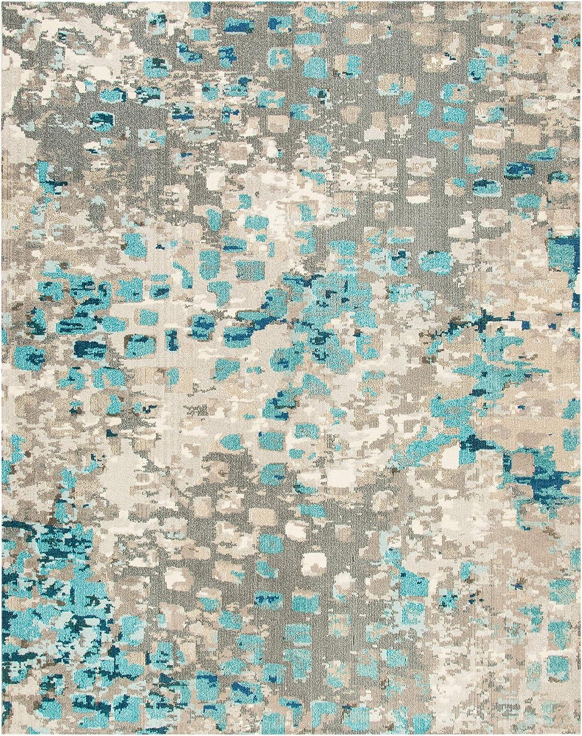 image:imageSAFAVIEH Madison Collection Area Rug 6 x 9 Grey amp Red Boho Abstract Distressed Design NonShedding amp Easy Care Ideal for High Traffic Areas in Living Room Bedroom MAD425RGreyBlue