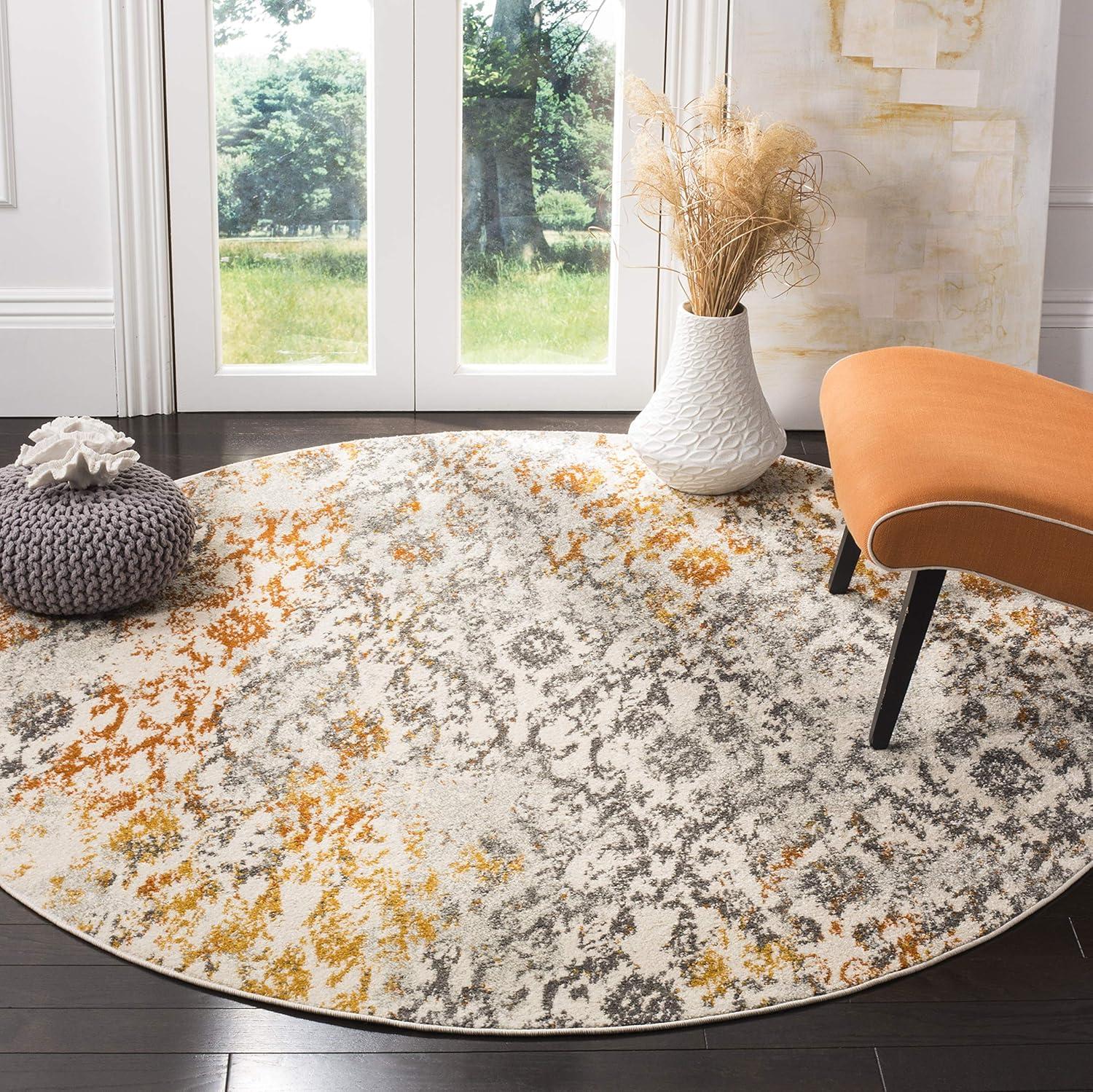 image:imageSAFAVIEH Madison Collection Area Rug 67 x 92 Cream amp Orange Boho Chic Distressed Design NonShedding amp Easy Care Ideal for High Traffic Areas in Living Room Bedroom MAD608KCreamOrange