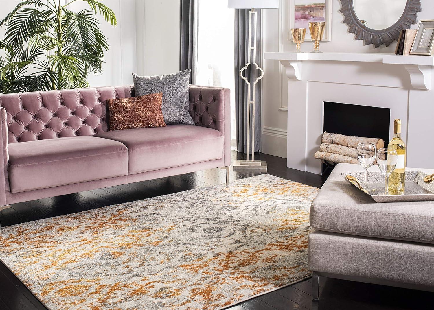image:imageSAFAVIEH Madison Collection Area Rug 67 x 92 Cream amp Orange Boho Chic Distressed Design NonShedding amp Easy Care Ideal for High Traffic Areas in Living Room Bedroom MAD608KCreamOrange