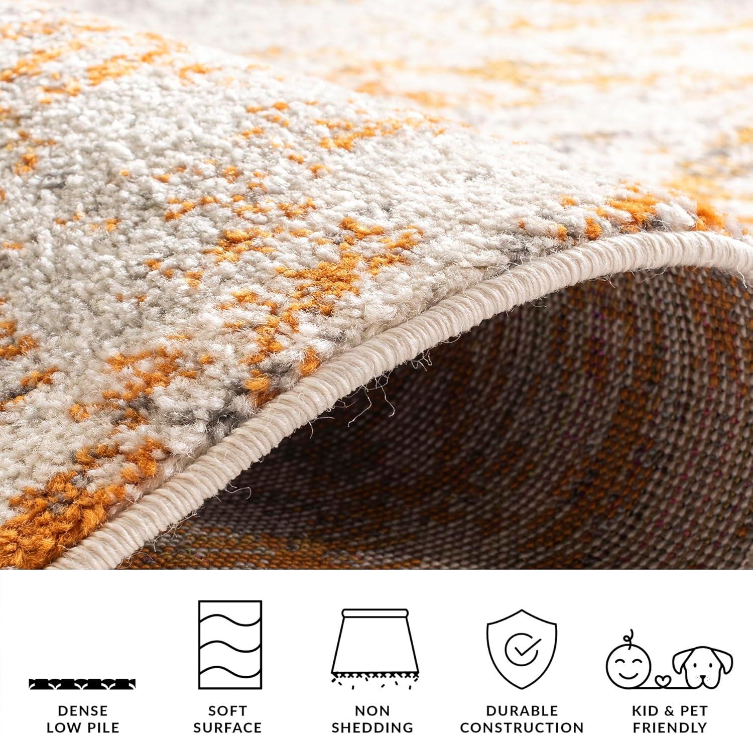 image:imageSAFAVIEH Madison Collection Area Rug 67 x 92 Cream amp Orange Boho Chic Distressed Design NonShedding amp Easy Care Ideal for High Traffic Areas in Living Room Bedroom MAD608KCreamOrange