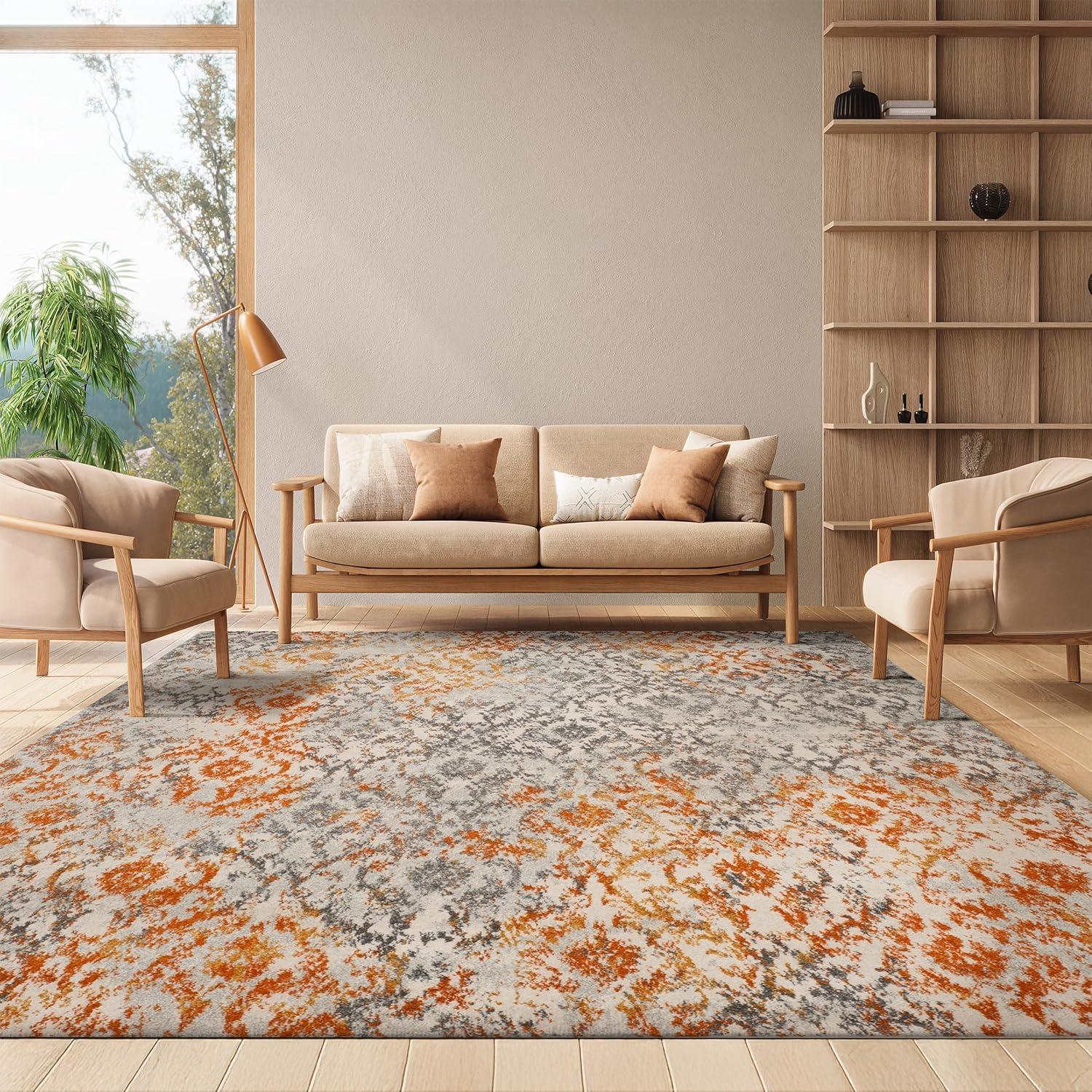 image:imageSAFAVIEH Madison Collection Area Rug 67 x 92 Cream amp Orange Boho Chic Distressed Design NonShedding amp Easy Care Ideal for High Traffic Areas in Living Room Bedroom MAD608KCreamOrange