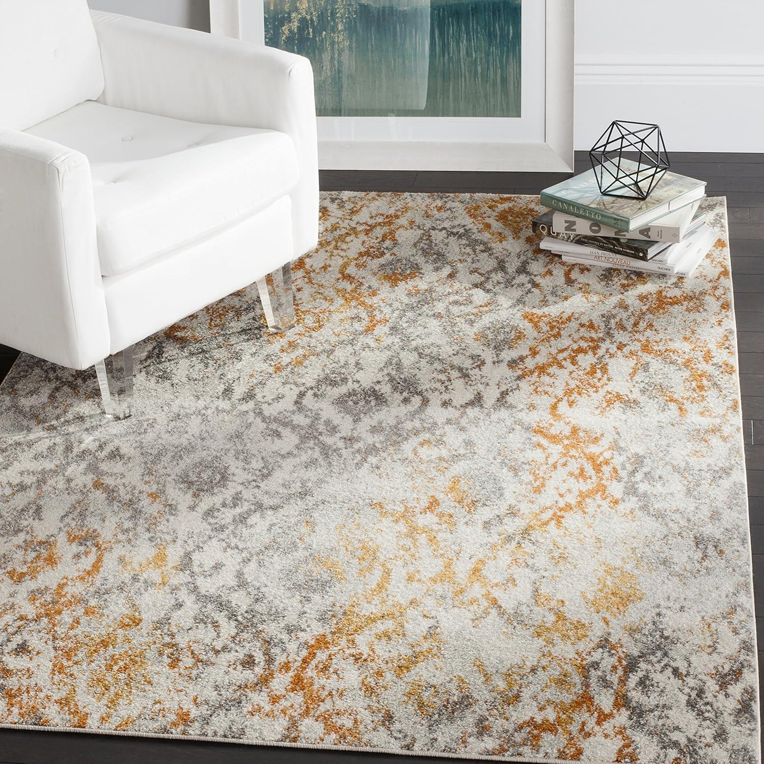 image:imageSAFAVIEH Madison Collection Area Rug 67 x 92 Cream amp Orange Boho Chic Distressed Design NonShedding amp Easy Care Ideal for High Traffic Areas in Living Room Bedroom MAD608KCreamOrange