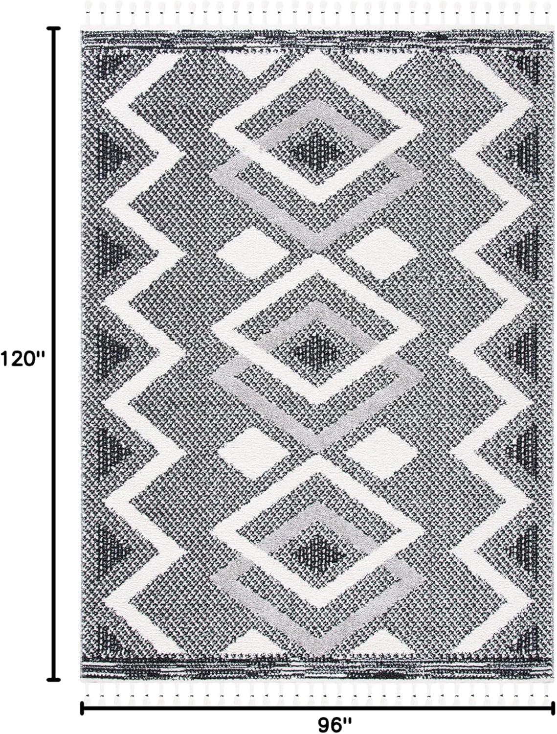 image:imageSAFAVIEH Moroccan Tassel Shag Collection Accent Rug 45 x 65 Ivory amp Black 075inch Thick Ideal for High Traffic Areas in Entryway Living Room Bedroom MTS452AIvoryBlack