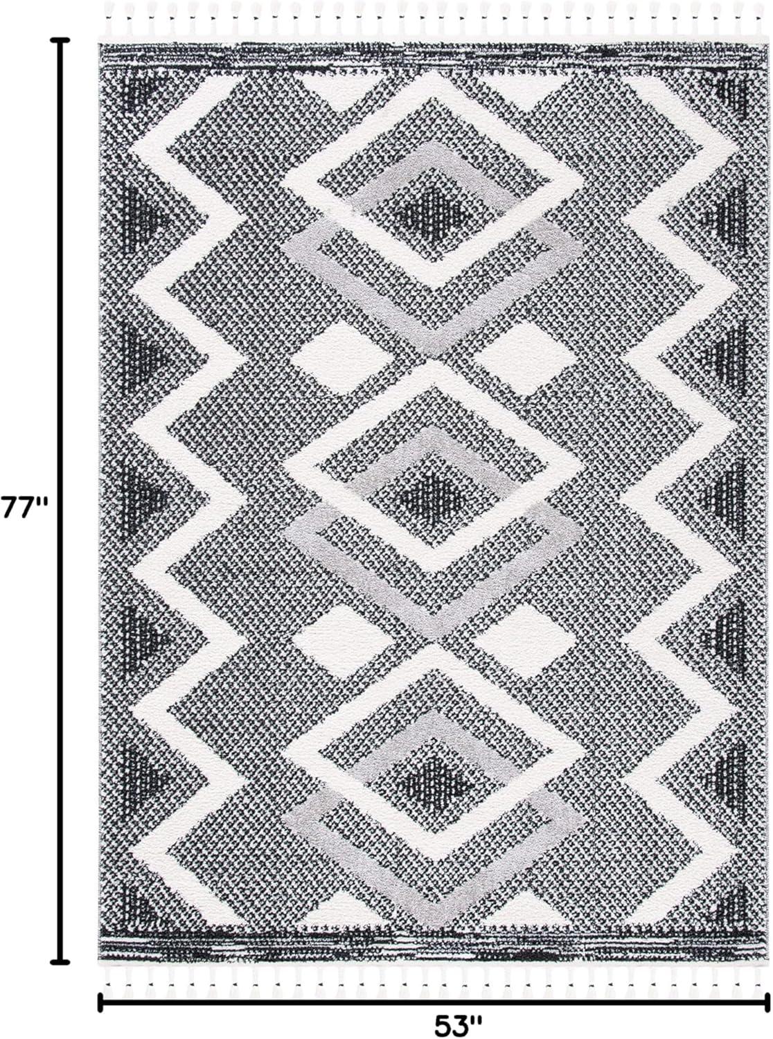 image:imageSAFAVIEH Moroccan Tassel Shag Collection Accent Rug 45 x 65 Ivory amp Black 075inch Thick Ideal for High Traffic Areas in Entryway Living Room Bedroom MTS452AIvoryBlack