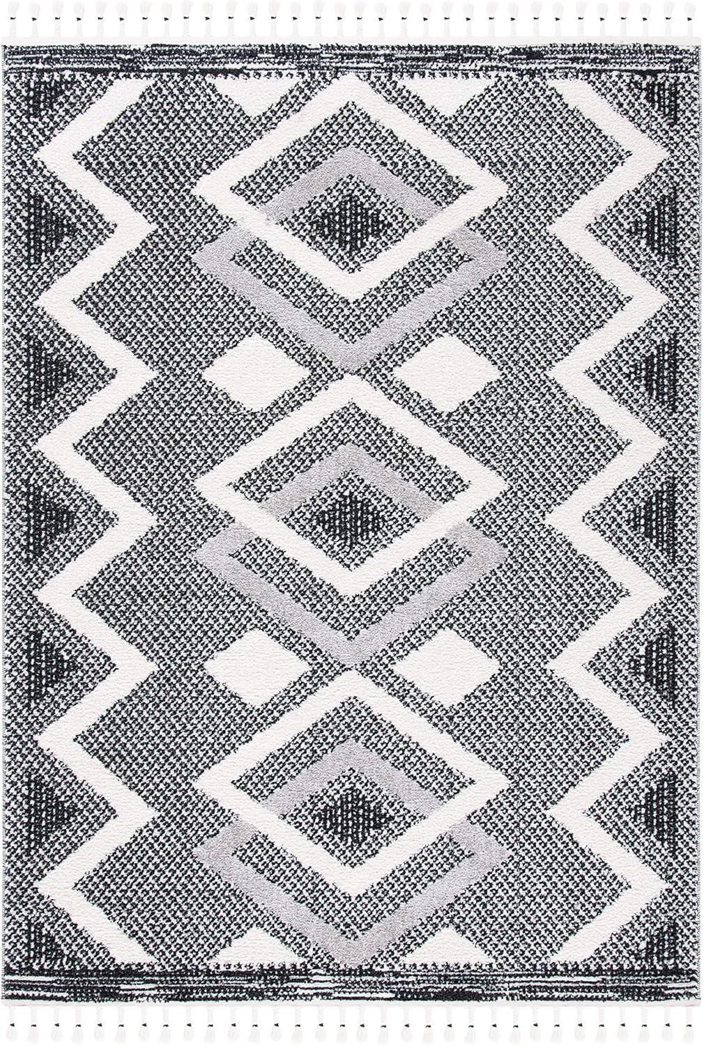 image:imageSAFAVIEH Moroccan Tassel Shag Collection Accent Rug 45 x 65 Ivory amp Black 075inch Thick Ideal for High Traffic Areas in Entryway Living Room Bedroom MTS452AIvoryBlack