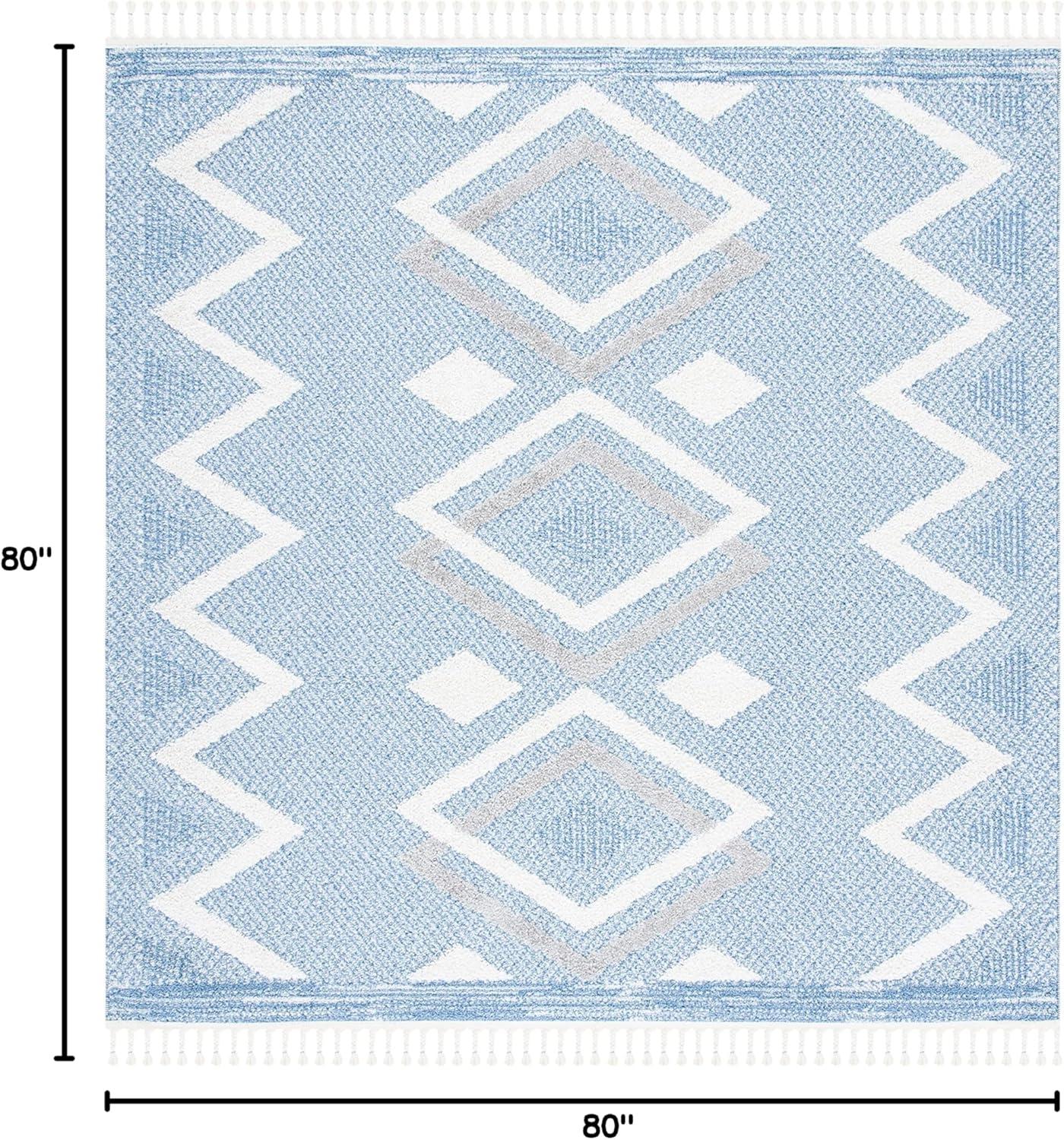 image:imageSAFAVIEH Moroccan Tassel Shag Collection Accent Rug 45 x 65 Ivory amp Black 075inch Thick Ideal for High Traffic Areas in Entryway Living Room Bedroom MTS452AIvoryLight Blue