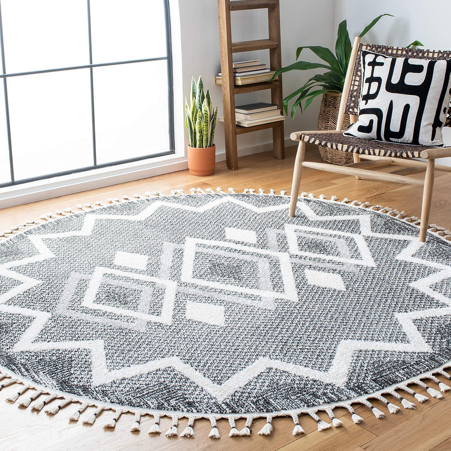 image:imageSAFAVIEH Moroccan Tassel Shag Collection Accent Rug 45 x 65 Ivory amp Black 075inch Thick Ideal for High Traffic Areas in Entryway Living Room Bedroom MTS452AIvoryBlack