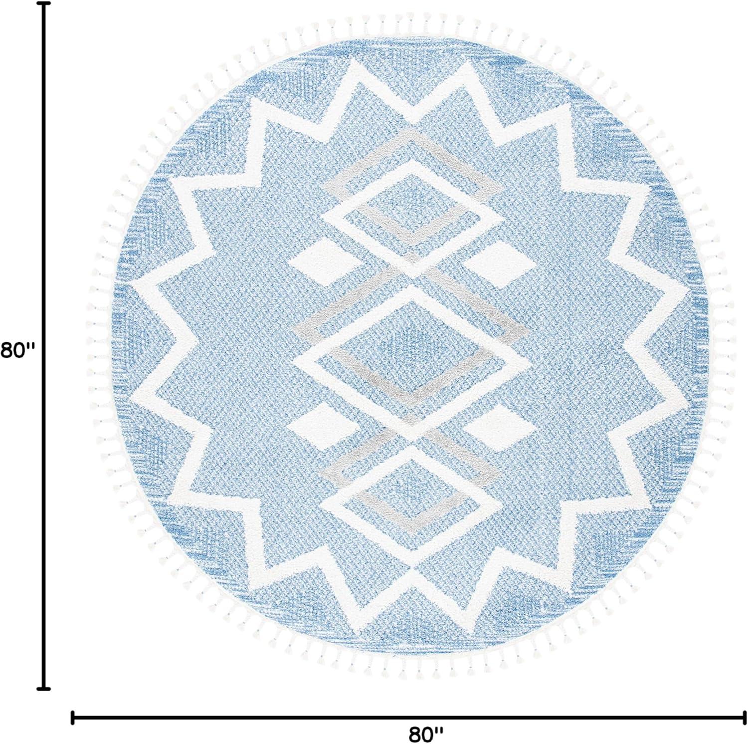 image:imageSAFAVIEH Moroccan Tassel Shag Collection Accent Rug 45 x 65 Ivory amp Black 075inch Thick Ideal for High Traffic Areas in Entryway Living Room Bedroom MTS452AIvoryLight Blue