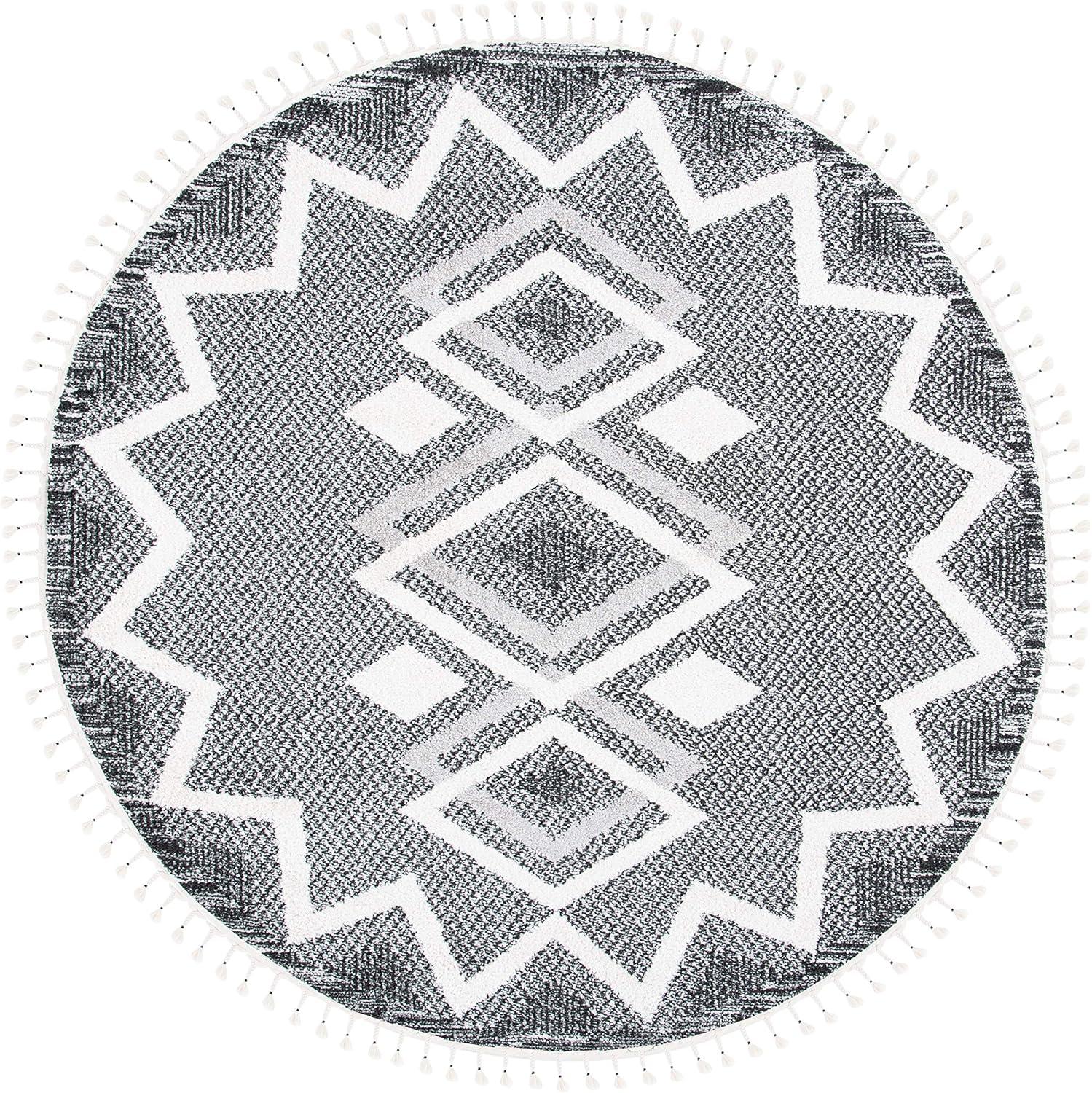 image:imageSAFAVIEH Moroccan Tassel Shag Collection Accent Rug 45 x 65 Ivory amp Black 075inch Thick Ideal for High Traffic Areas in Entryway Living Room Bedroom MTS452AIvoryBlack