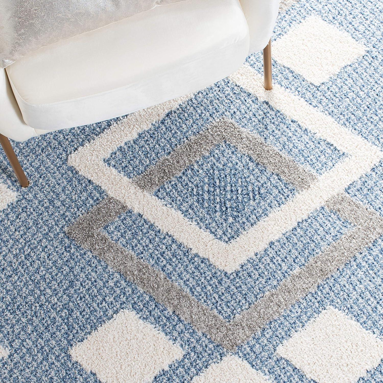 image:imageSAFAVIEH Moroccan Tassel Shag Collection Accent Rug 45 x 65 Ivory amp Black 075inch Thick Ideal for High Traffic Areas in Entryway Living Room Bedroom MTS452AIvoryLight Blue