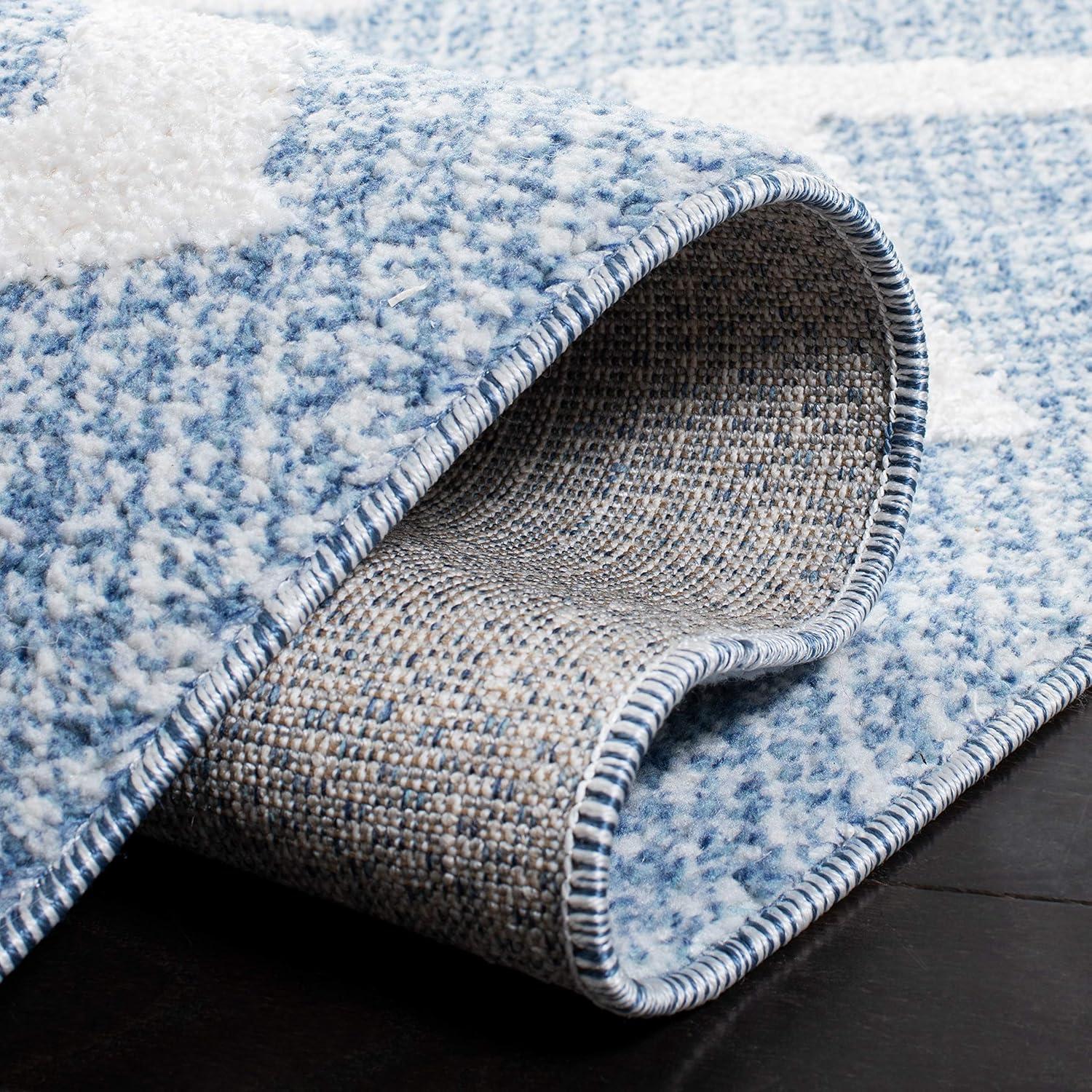 image:imageSAFAVIEH Moroccan Tassel Shag Collection Accent Rug 45 x 65 Ivory amp Black 075inch Thick Ideal for High Traffic Areas in Entryway Living Room Bedroom MTS452AIvoryLight Blue