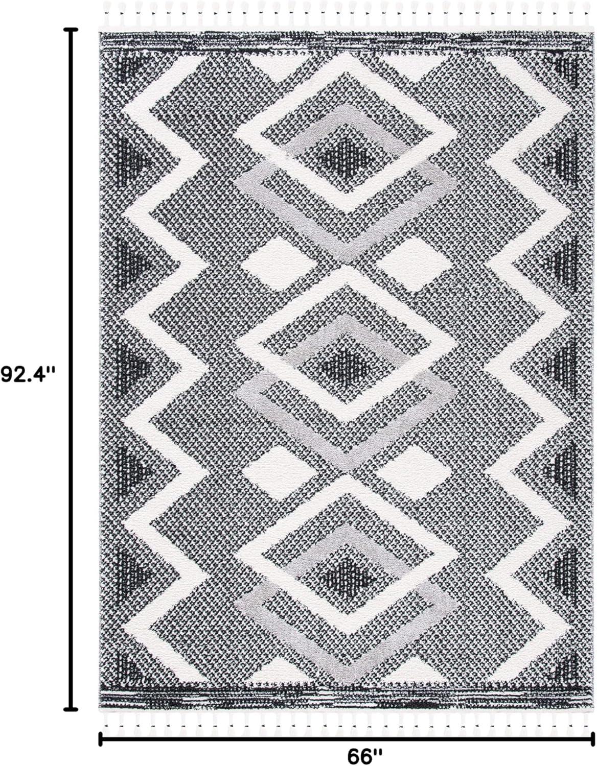 image:imageSAFAVIEH Moroccan Tassel Shag Collection Accent Rug 45 x 65 Ivory amp Black 075inch Thick Ideal for High Traffic Areas in Entryway Living Room Bedroom MTS452AIvoryBlack