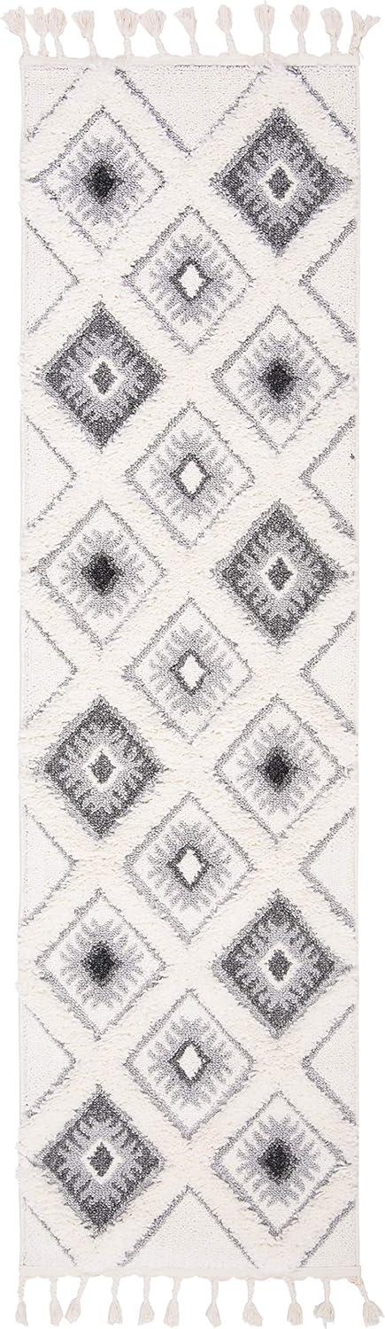 image:imageSAFAVIEH Moroccan Tassel Shag Collection Area Rug 53 x 76 Ivory amp Grey Boho Design NonShedding amp Easy Care 2inch Thick Ideal for High Traffic Areas in Living Room Bedroom MTS601FIvoryGrey