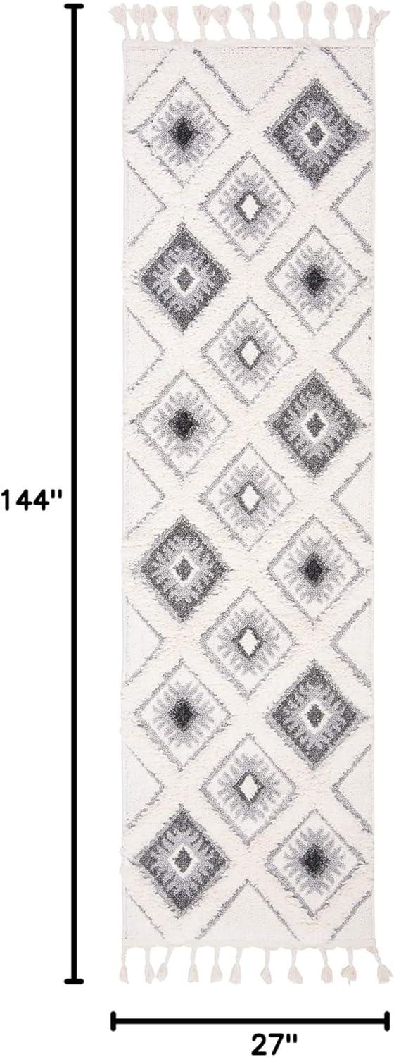 image:imageSAFAVIEH Moroccan Tassel Shag Collection Area Rug 53 x 76 Ivory amp Grey Boho Design NonShedding amp Easy Care 2inch Thick Ideal for High Traffic Areas in Living Room Bedroom MTS601FIvoryGrey