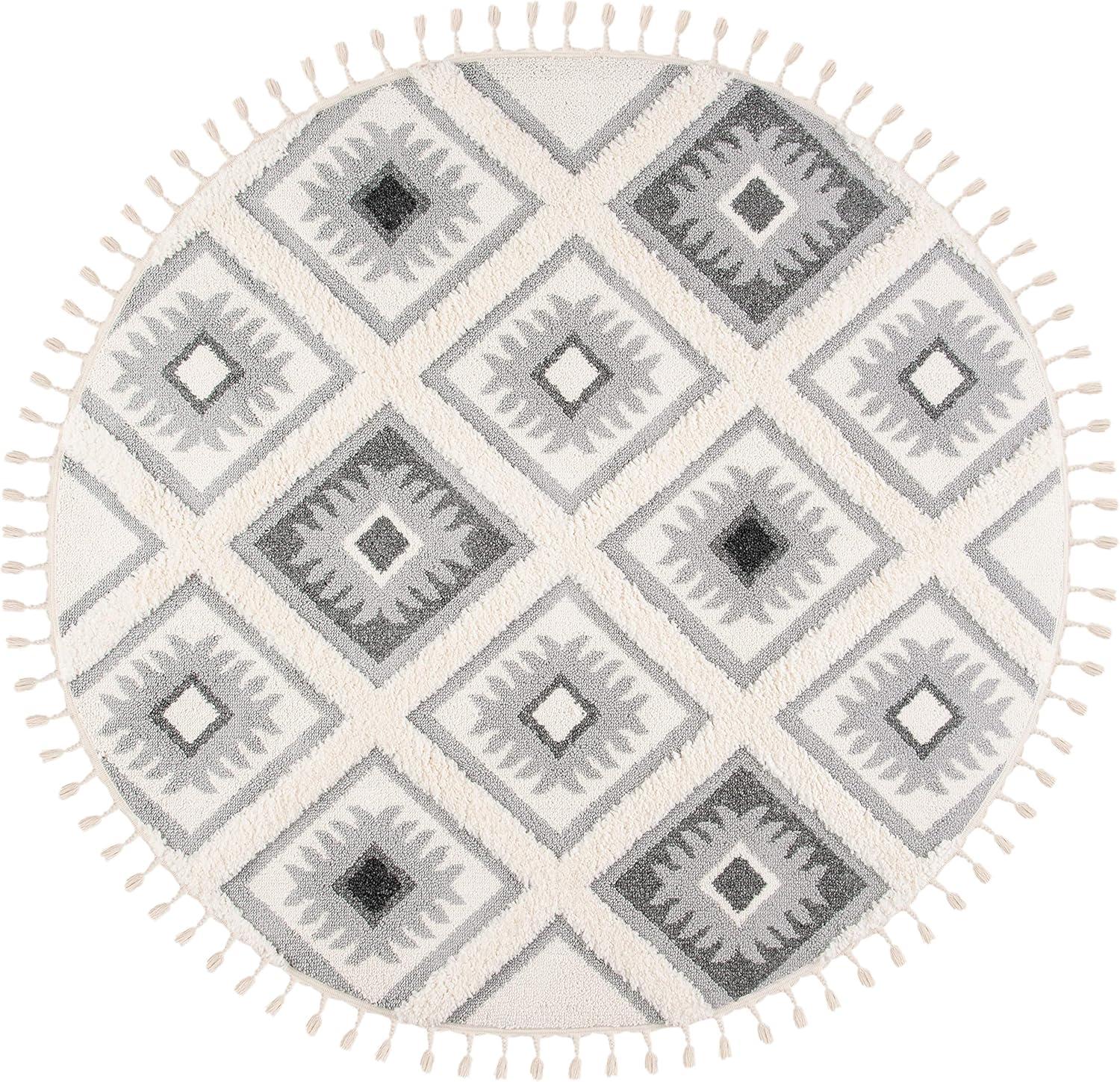 image:imageSAFAVIEH Moroccan Tassel Shag Collection Area Rug 53 x 76 Ivory amp Grey Boho Design NonShedding amp Easy Care 2inch Thick Ideal for High Traffic Areas in Living Room Bedroom MTS601FIvoryGrey