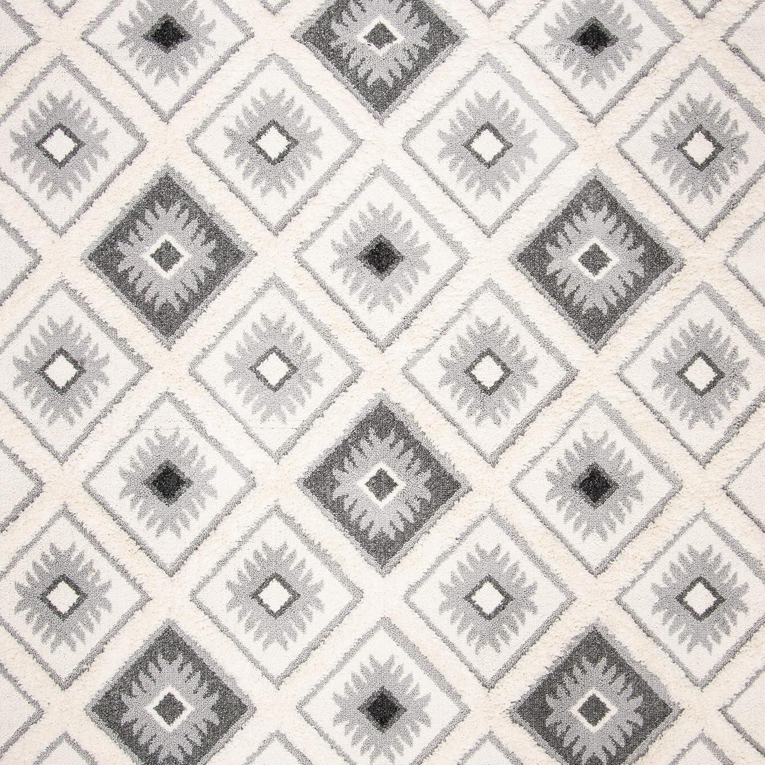 image:imageSAFAVIEH Moroccan Tassel Shag Collection Area Rug 53 x 76 Ivory amp Grey Boho Design NonShedding amp Easy Care 2inch Thick Ideal for High Traffic Areas in Living Room Bedroom MTS601FIvoryGrey