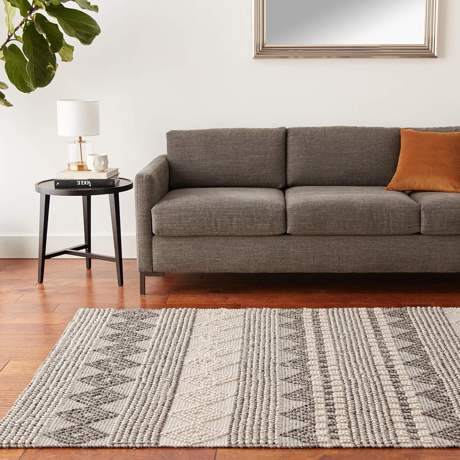 image:imageSAFAVIEH Natura Collection Accent Rug 4 x 6 Grey amp Ivory Handmade Moroccan Boho Tribal Wool amp Cotton Ideal for High Traffic Areas in Entryway Living Room Bedroom NAT102AGreyIvory