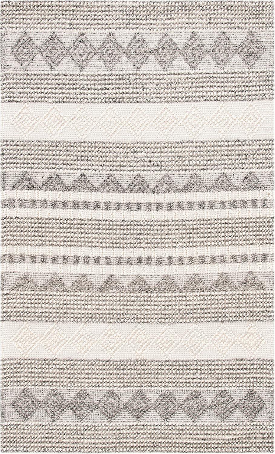 image:imageSAFAVIEH Natura Collection Accent Rug 4 x 6 Grey amp Ivory Handmade Moroccan Boho Tribal Wool amp Cotton Ideal for High Traffic Areas in Entryway Living Room Bedroom NAT102AGreyIvory