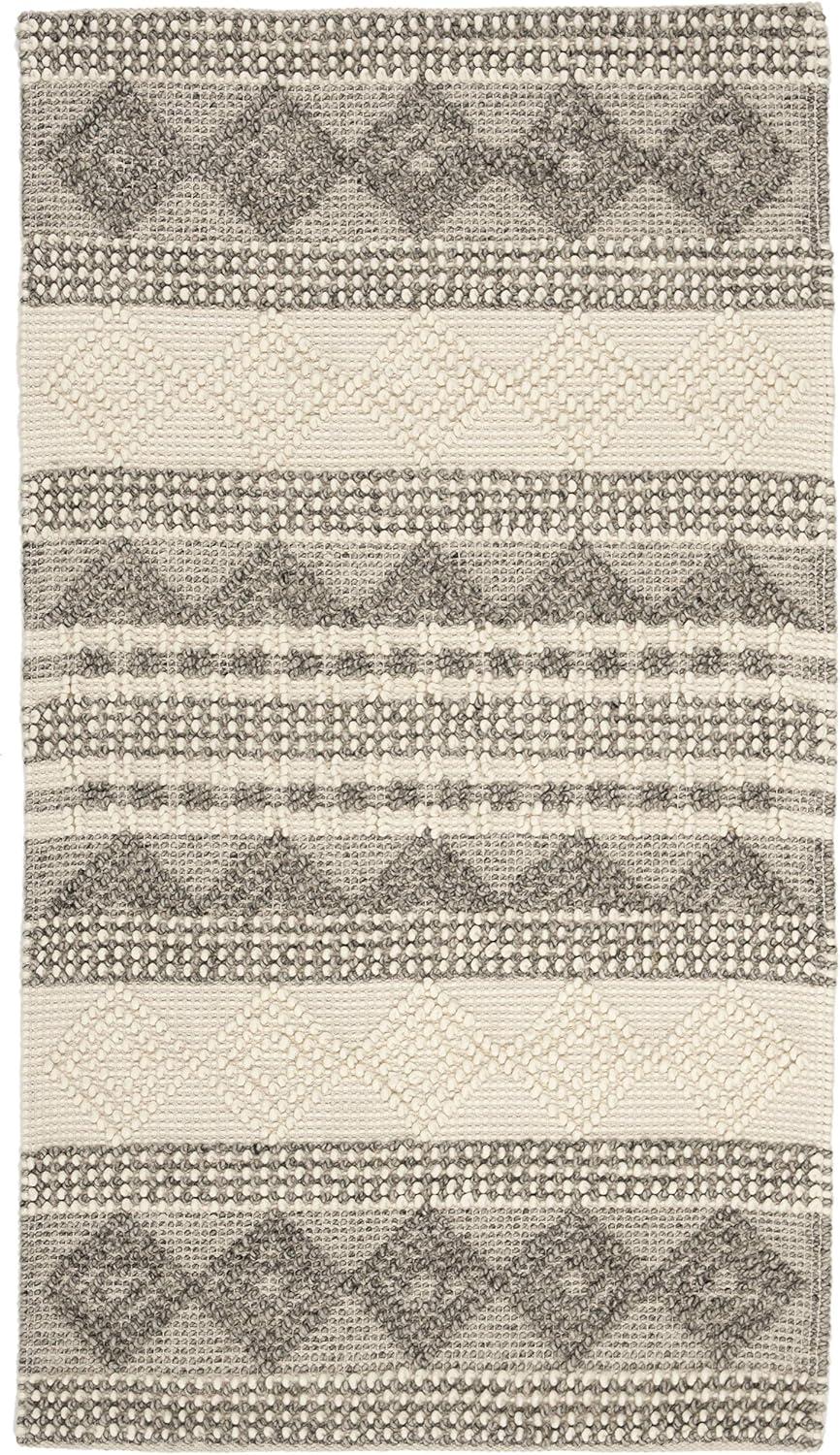 image:imageSAFAVIEH Natura Collection Accent Rug 4 x 6 Grey amp Ivory Handmade Moroccan Boho Tribal Wool amp Cotton Ideal for High Traffic Areas in Entryway Living Room Bedroom NAT102AGreyIvory