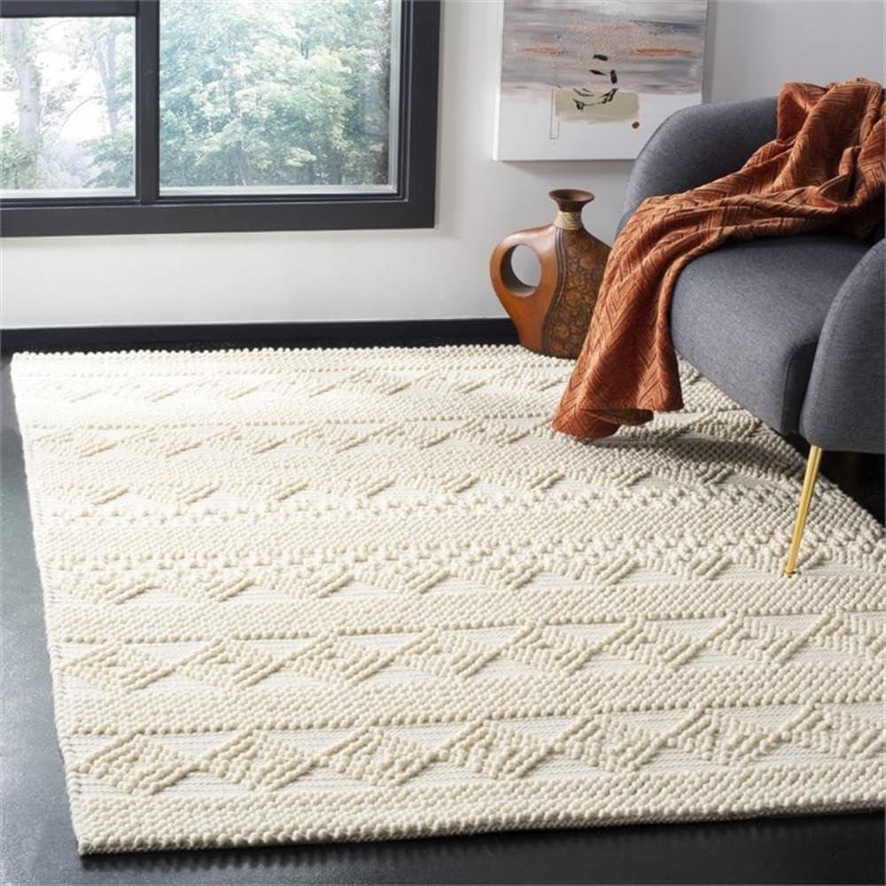 image:imageSAFAVIEH Natura Collection Accent Rug 4 x 6 Grey amp Ivory Handmade Moroccan Boho Tribal Wool amp Cotton Ideal for High Traffic Areas in Entryway Living Room Bedroom NAT102AIvory