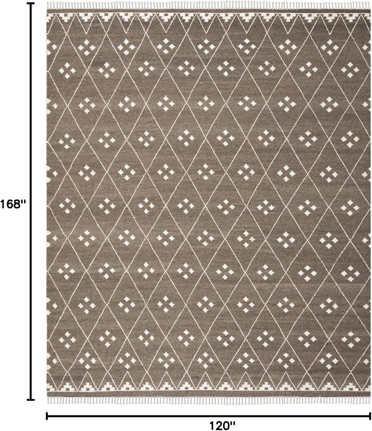 image:imageSAFAVIEH Natural Kilim Collection Area Rug 5 x 8 Natural amp Ivory Handmade Moroccan Boho Tribal Wool amp Viscose Ideal for High Traffic Areas in Living Room Bedroom NKM316BBrownIvory