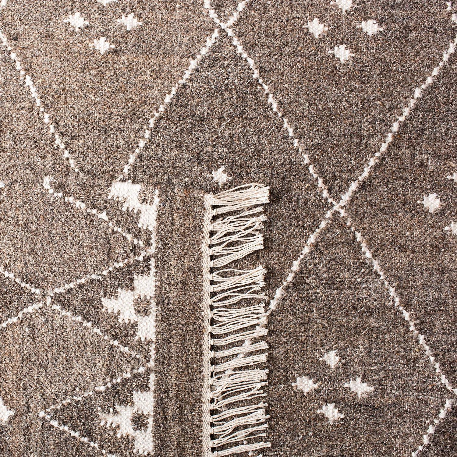 image:imageSAFAVIEH Natural Kilim Collection Area Rug 5 x 8 Natural amp Ivory Handmade Moroccan Boho Tribal Wool amp Viscose Ideal for High Traffic Areas in Living Room Bedroom NKM316BBrownIvory