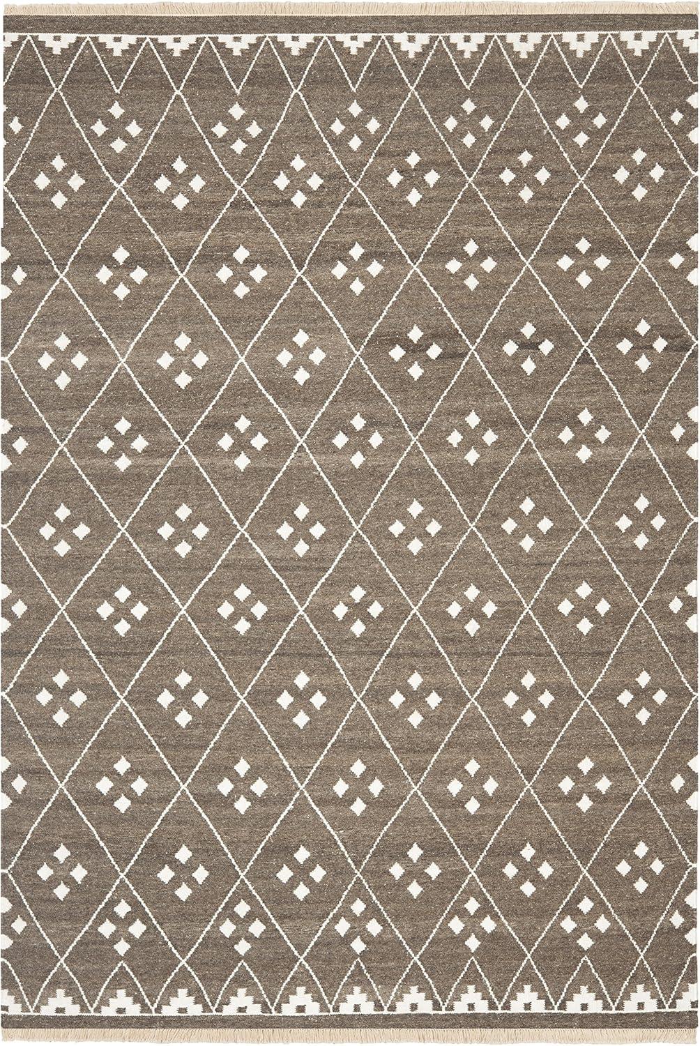 image:imageSAFAVIEH Natural Kilim Collection Area Rug 5 x 8 Natural amp Ivory Handmade Moroccan Boho Tribal Wool amp Viscose Ideal for High Traffic Areas in Living Room Bedroom NKM316BBrownIvory