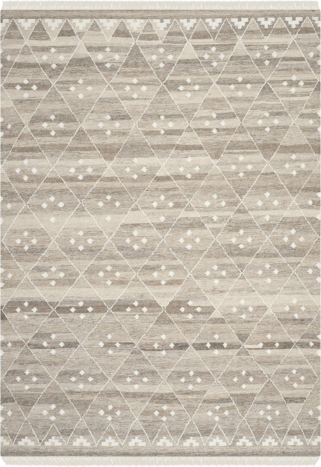 image:imageSAFAVIEH Natural Kilim Collection Area Rug 5 x 8 Natural amp Ivory Handmade Moroccan Boho Tribal Wool amp Viscose Ideal for High Traffic Areas in Living Room Bedroom NKM316BNaturalIvory